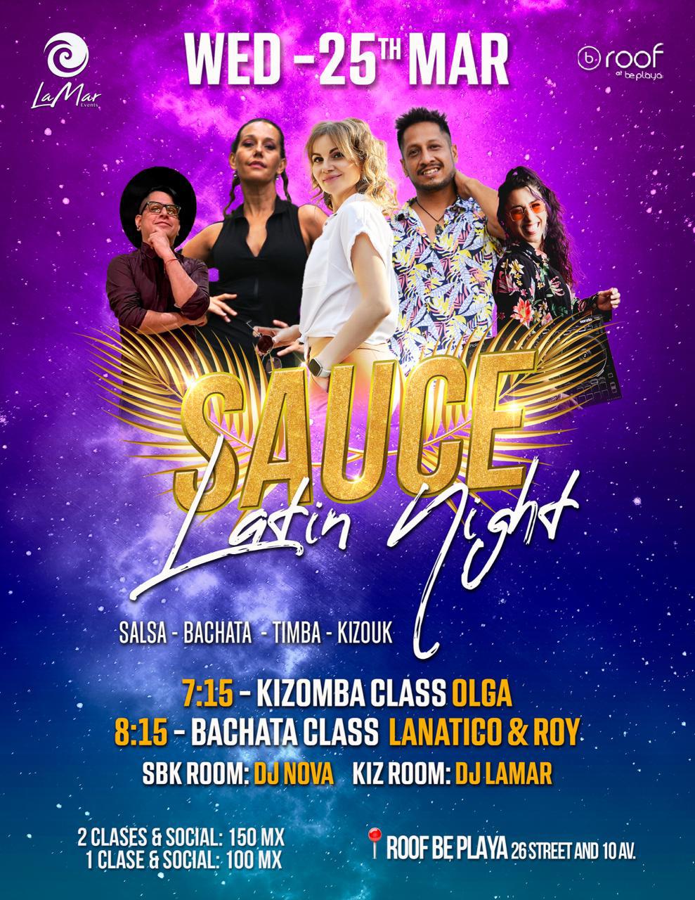 Sauce Latin Night - 25 Marzo - Roof Be Playa
