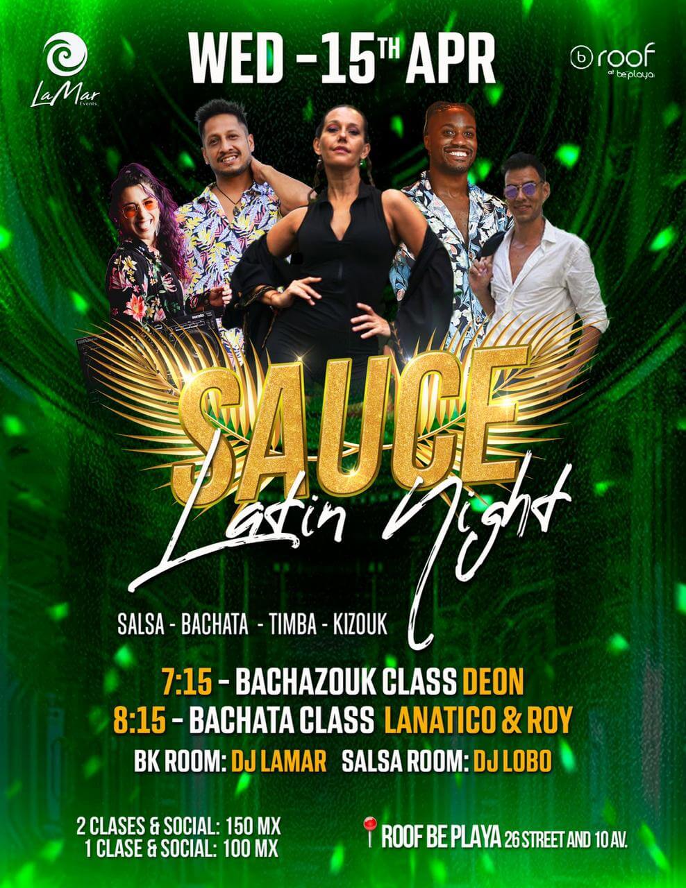 Miércoles 15 de abril - Sauce Latin Night: clase de bachata y bachazouk en hotel Be Playa 🔥