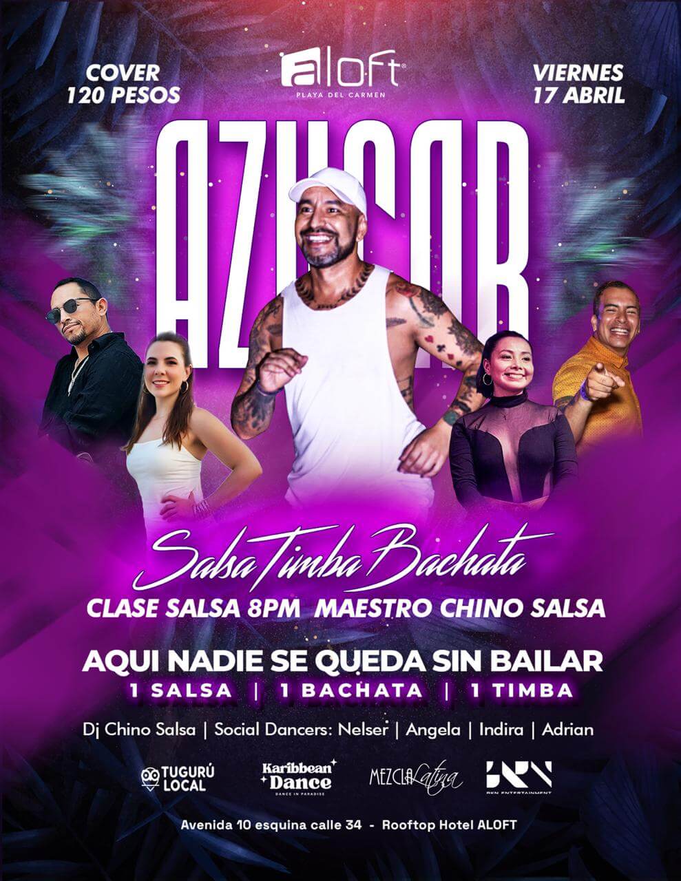 Vier 18 de Abril - Azúcar Social: clase de salsa en Playa del Carmen con social 🔥💃