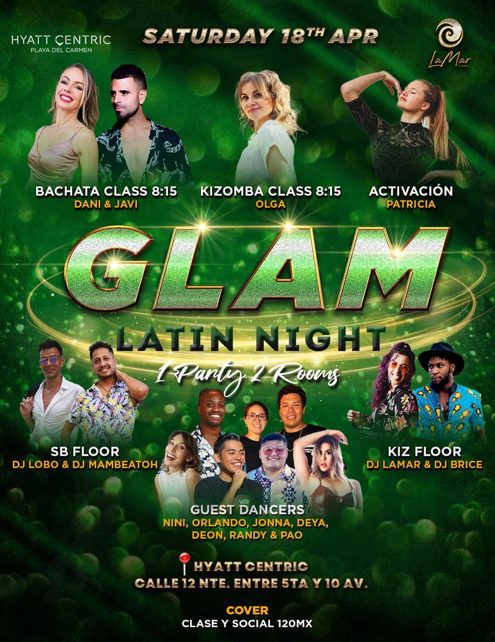 Sábado 18 de abril - Glam Latin Night: clase de bachata y kizomba en Playa del Carmen ✨💃